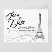 Parijse Doodles Save the Date Briefkaart (Voorkant)