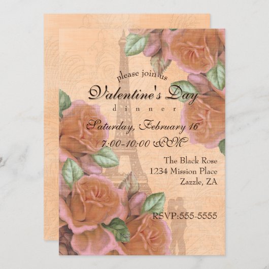 Parijse dromen  Valentijnsdag uitnodiging (Voorkant / Achterkant)