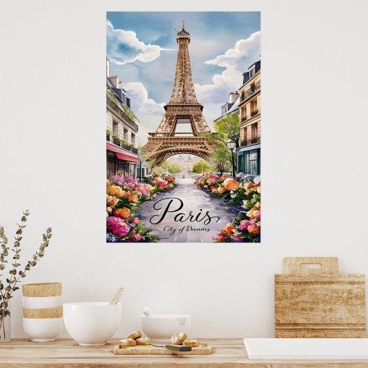 Parijse droomlandschap met Eiffeltoren Poster (Keuken)