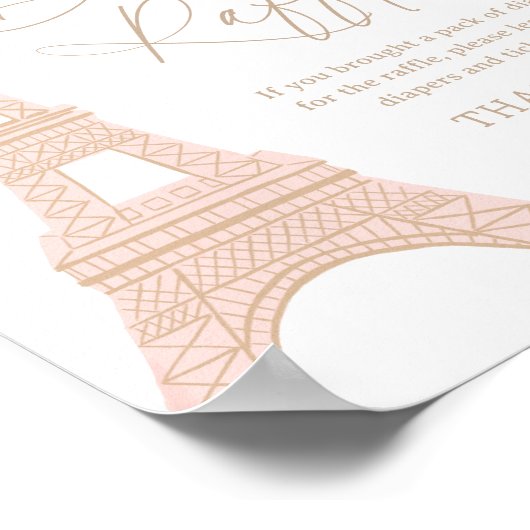 Parijse Eiffeltoren Baby shower Luier Raffle Sign Poster (Hoek)