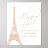 Parijse Eiffeltoren Baby shower Pacifier Hunt Sign Poster (Voorkant)