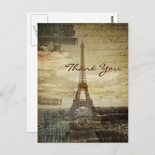 Parijse Eiffeltoren bruiloft bedankt Briefkaart (Voorkant / Achterkant)