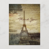 Parijse Eiffeltoren bruiloft bedankt Briefkaart (Voorkant)