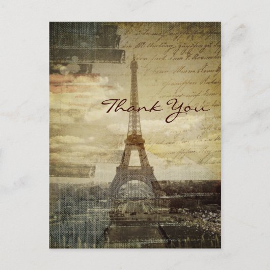  Parijse Eiffeltoren bruiloft bedankt Briefkaart (Voorkant)
