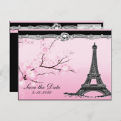 Parijse Eiffeltoren bruiloft Save the Date Kaarten (Voorkant / Achterkant)