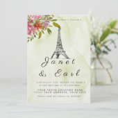 Parijse Eiffeltoren bruiloft uitnodigingen (Staand voorkant)