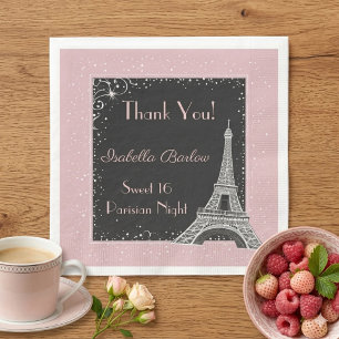 Parijse Eiffeltoren Glitter Blush Roze Sweet 16 Servet