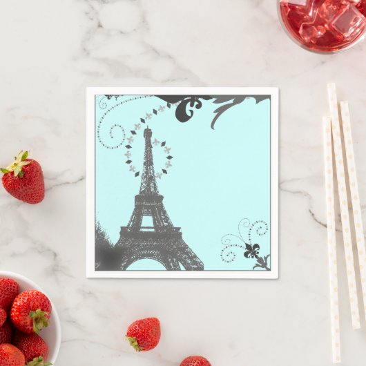 Parijse Eiffeltoren met moderne blauwe wervelinge Servetten (Insitu)
