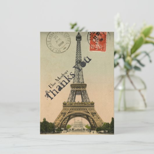 Parijse eiffeltoren - Persoonlijke dank Bedankkaart (Staand voorkant)