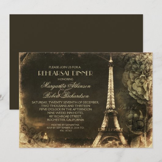 Parijse Eiffeltoren  repetitie Kaart (Voorkant / Achterkant)