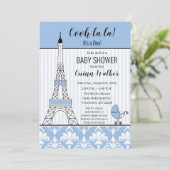Parijse Eiffeltoren Thema Baby shower blue boy Kaart (Staand voorkant)