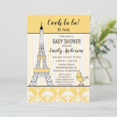 Parijse Eiffeltoren Thema Baby shower Geel Kaart (Staand voorkant)