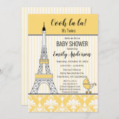 Parijse Eiffeltoren Thema Baby shower Geel Kaart (Voorkant / Achterkant)