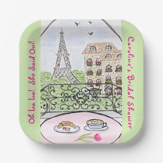 Parijse Eiffeltoren VRIJGEZELLENFEEST Papieren Bordje (Voorkant)