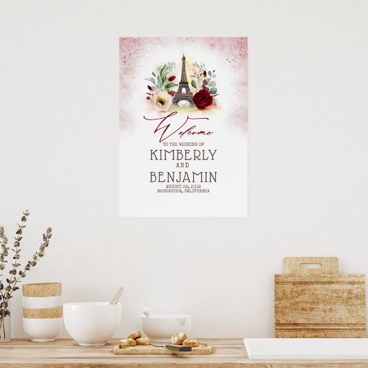 Parijse eiffeltoren - Welkomstbord voor bruiloft Poster (Keuken)