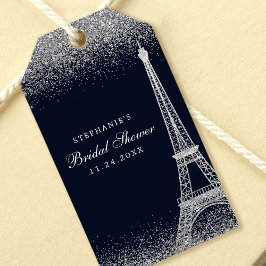 Parijse Eiffeltoren Zilveren Bruiloft Bruidsspul Cadeaulabel