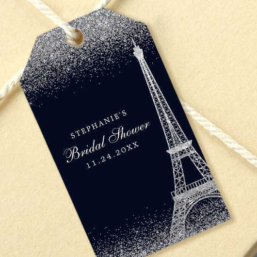 Parijse Eiffeltoren Zilveren Bruiloft Bruidsspul Cadeaulabel