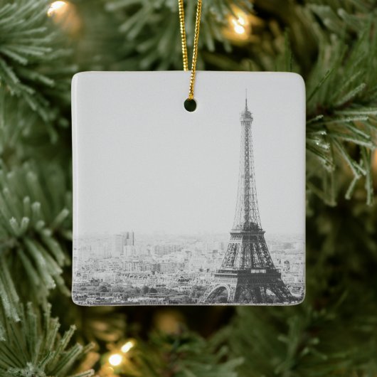  Parijse eiffeltower - zwarte fotografie Keramisch Ornament (Boom)