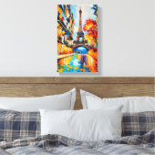 Parijse elegantie / De Eiffeltoren in het licht / Canvas Afdruk (Insitu (Slaapkamer))