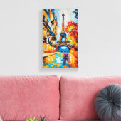 Parijse elegantie / De Eiffeltoren in het licht / Canvas Afdruk (Insitu (Woonkamer))