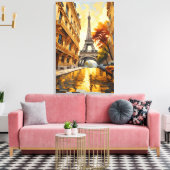 Parijse elegantie / De Eiffeltoren in het licht Canvas Afdruk (Insitu (Woonkamer))