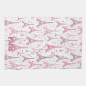 Parijse elegantie: Paris Eiffeltoren roze Theedoek (Horizontaal)