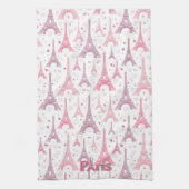 Parijse elegantie: Paris Eiffeltoren roze Theedoek (Verticaal)