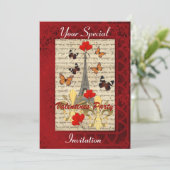 Parijse en vlinders Valentijnse partij Kaart (Staand voorkant)