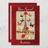 Parijse en vlinders Valentijnse partij Kaart (Voorkant / Achterkant)