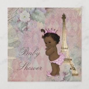 Parijse Etnische Prinses Bloemen Baby shower Kaart