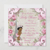  Parijse Etnische Prinses Bloemen Baby shower Kaart (Achterkant)