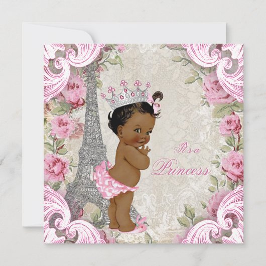  Parijse Etnische Prinses Bloemen Baby shower Kaart (Voorkant)