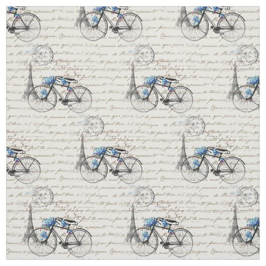 Parijse fiets Forgetmenot Fabric Stof (Swatch)