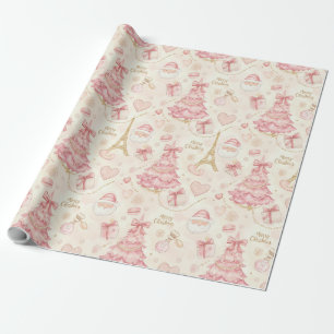 Parijse Flirt Stof Stof Dusty Roze Toile Kerstmis Cadeaupapier