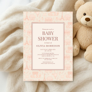 Parijse Franse Paris Toile Baby Shower Kaart