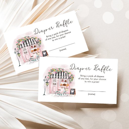 Parijse Franse Patisserie Douche Luier Raffle Kaar Informatiekaartje