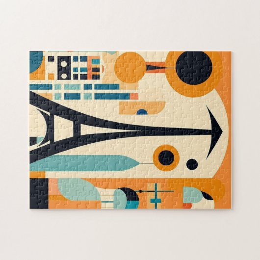 Parijse geïnspireerde middeleeuwse moderne kunst:  legpuzzel (Horizontaal)