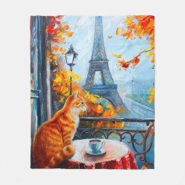 Parijse herfst | Ginger Cat in een café Fleece Deken