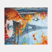 Parijse herfst | Ginger Cat in een café Fleece Deken (Voorkant (Horizontaal))