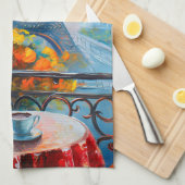 Parijse herfst | Ginger Cat in een café Theedoek (Quarter Fold)