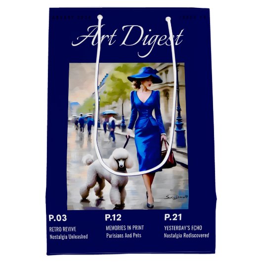 Parijse huisdieren en poedel medium cadeauzakje (Achterkant)