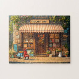 Parijse Kantoorboekhandel Gezellige Straat Scène m Legpuzzel