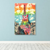 Parijse kat - Eiffeltoren Fantasy Art Canvas Afdruk (Insitu (Houten vloer))