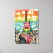 Parijse kat - Eiffeltoren Fantasy Art Canvas Afdruk (Voorkant)