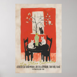 Parijse Kat Kunstprint Les Chats Enchantés Poster
