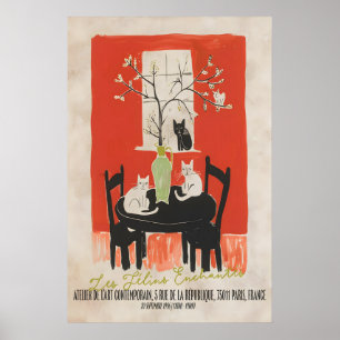 Parijse Kat Kunstprint Les Chats Enchantés Poster
