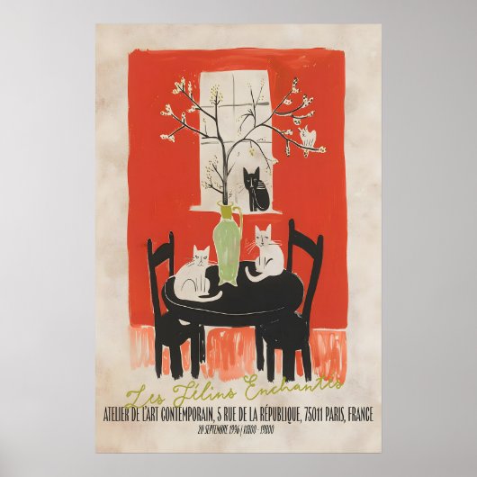 Parijse Kat Kunstprint Les Chats Enchantés Poster (Voorkant)