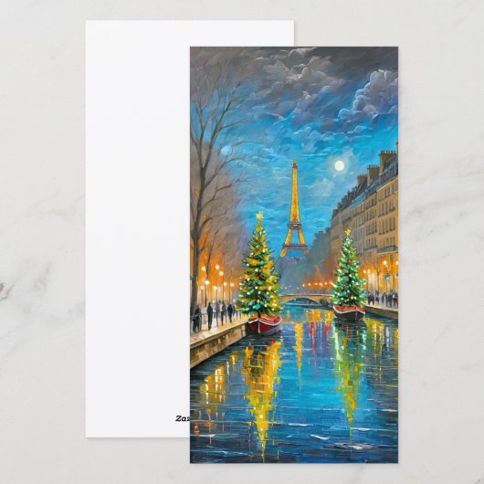 Parijse kerstnacht feestdagenkaart (Voorkant / Achterkant)