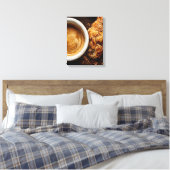 Parijse koffie- en croissantkunst canvas afdruk (Insitu (Slaapkamer))