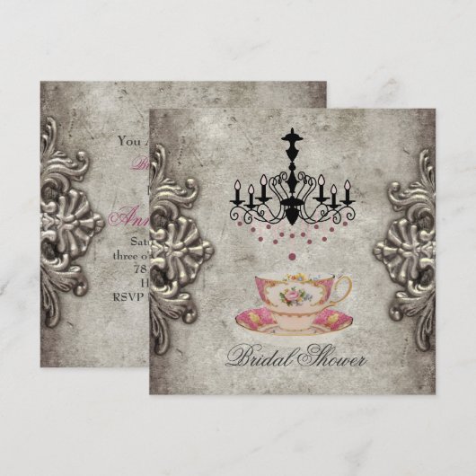 parijse kroonluchter bruids Tea Party Kaart (Voorkant / Achterkant)